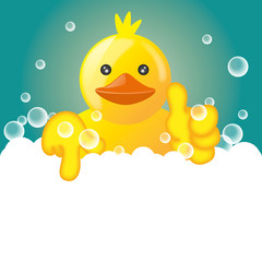 Funny squeaky duck rubber duck cartoon illustration
