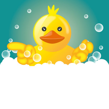 Funny squeaky duck rubber duck cartoon illustration