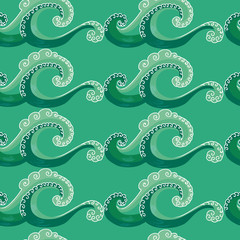 seamless pattern. decorative wave. green