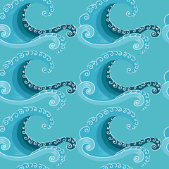 seamless pattern. decorative wave.shades of blue
