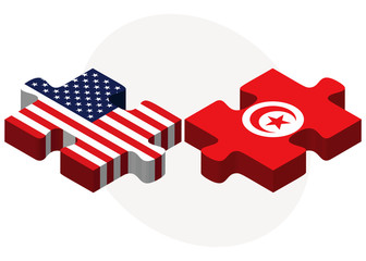 USA and Tunisia Flags in puzzle