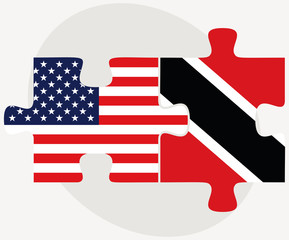 USA and Trinidad and Tobago Flags in puzzle