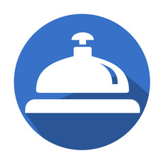 Icono redondo azul timbre de hotel con sombra