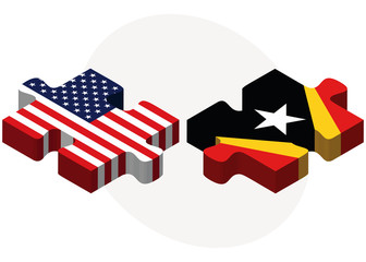 USA and Timor-Leste Flags in puzzle