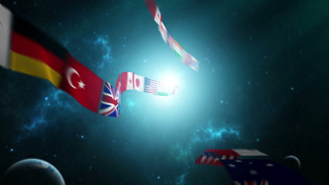 Rotating Earth with gathering world flags(included Alpha)
