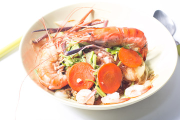 close up shrimp , baked with vermicelli