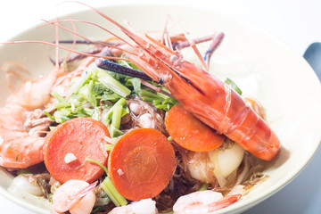 close up shrimp , baked with vermicelli
