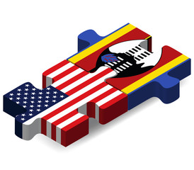 USA and Swaziland Flags in puzzle