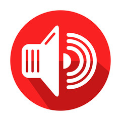 Icono redondo rojo volumen con sombra