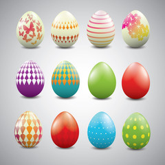 Set of Easter eggs with geometric patterns
