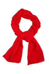Silk scarf. Red silk scarf isolated on white background