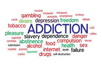 WEB ART DESIGN Tag cloud addiction drugs dependance gambling 140