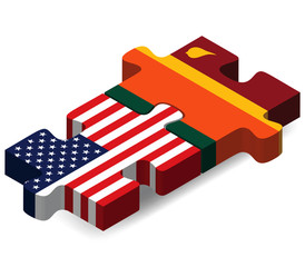 USA and Sri Lanka Flags in puzzle