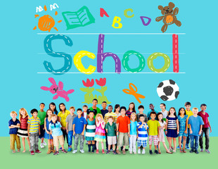 Fototapeta premium Kids Imagination Handwriting School Learning Concept