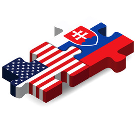 USA and Slovakia Flags in puzzle