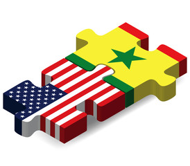 USA and Senegal Flags in puzzle