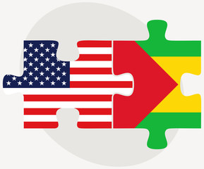 USA and Sao Tome and Principe Flags in puzzle