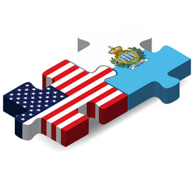 USA and San Marino Flags in puzzle