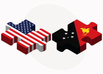 USA and Papua New Guinea Flags in puzzle