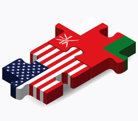 USA and Oman Flags in puzzle