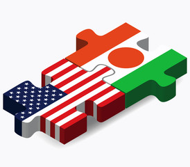 USA and Niger Flags in puzzle
