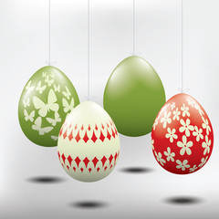 Easter eggs, handing from a string