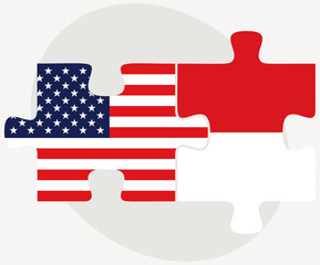 USA and Monaco Flags in puzzle