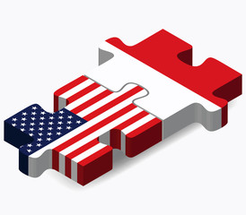 USA and Malta Flags in puzzle