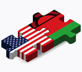 USA and Malawi Flags in puzzle