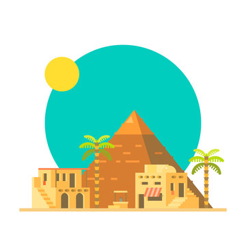 Flat design of Great pyramid of Giza in Egypt