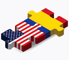 USA and Moldova Flags in puzzle