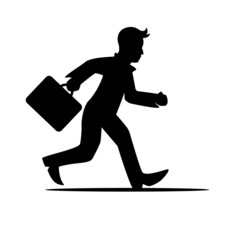 man with a briefcase in a hurry, running