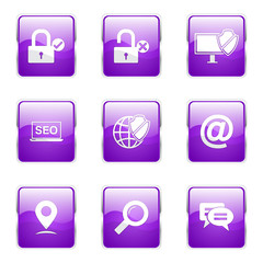 SEO Internet Sign Square Vector Violet Icon Design Set 3