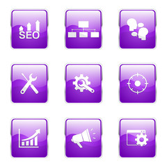 SEO Internet Sign Square Vector Violet Icon Design Set 5
