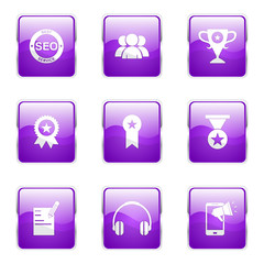 SEO Internet Sign Square Vector Violet Icon Design Set 9