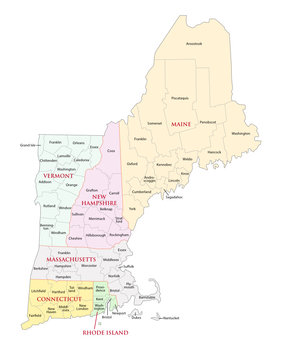 New England States Administrative Map