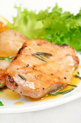 Grilled pork cutlet with orange sauce