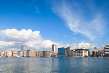 Fototapeta premium Modern buildings under cloudy sky. Izmir city, Turkey