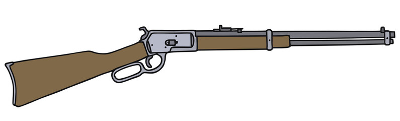Vintage american rifle, vector illustration, hand drawing