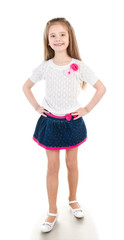 Smiling adorable little girl in skirt