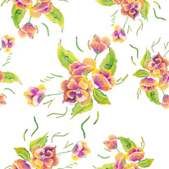 Seamless pattern  Watercolor Vector Flowers.