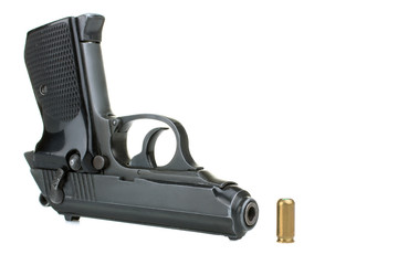 gun and bullets isolated