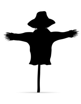 Scarecrow Black Silhouette Vector Illustration