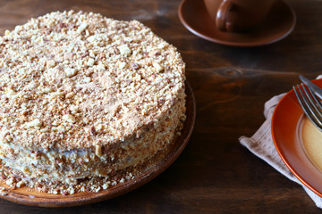 Homemade cake on a plate