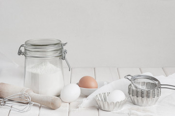 Ingridietns for cakes on the white background