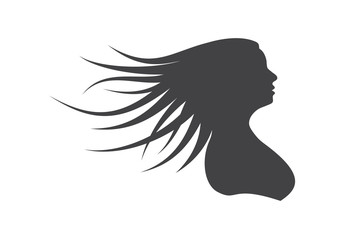 Silhouette woman with long hair