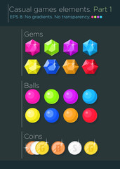 Vector set of casual games elements