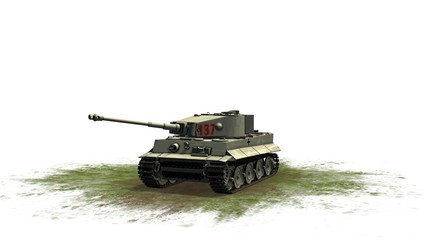 Fototapeta premium Tiger German Battle Tank - on white background