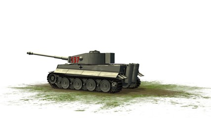 Fototapeta premium Tiger German Battle Tank - on white background