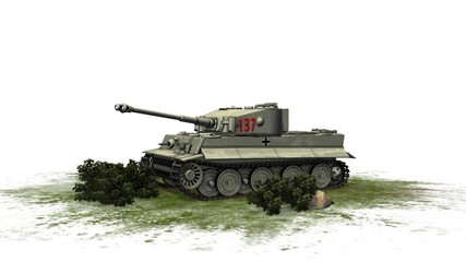 Obraz premium Tiger German Battle Tank - on white background